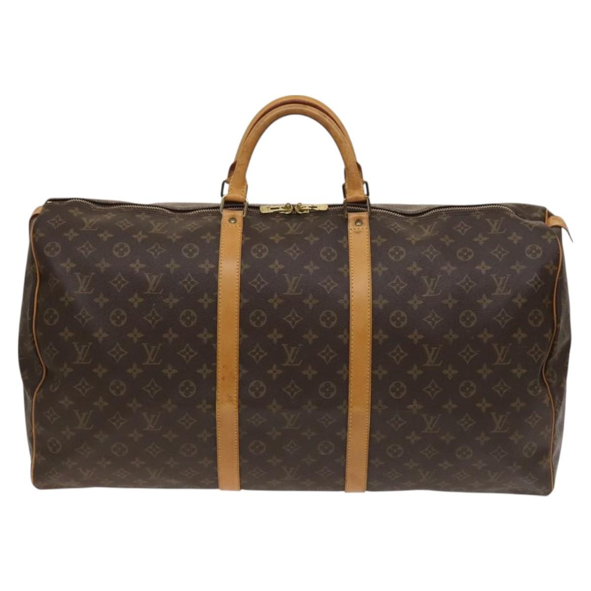 Louis Vuitton Keepall Bag Monogram Canvas, BROWN, CANVAS, Travel bag
