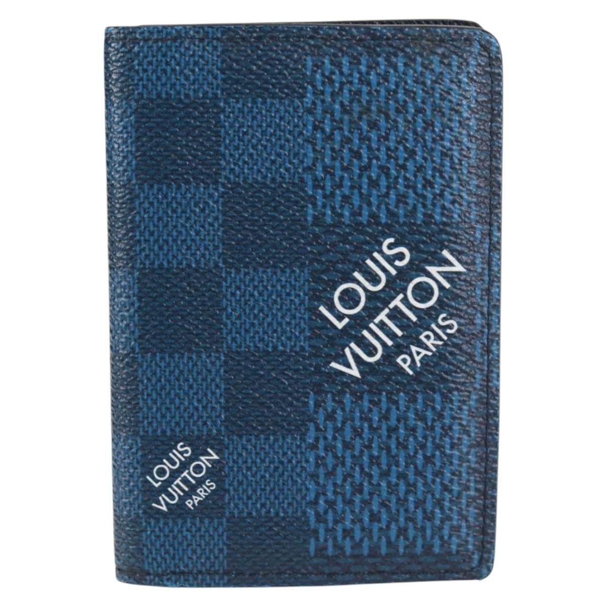 Louis Vuitton Graphite Card Case Monogram Damier, BLUE, CANVAS, Card Holders