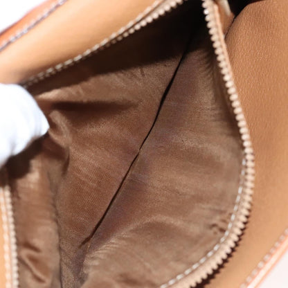 Celine Vintage Macadam Shoulder Bag Canvas and Leather, Beige, Canvas, Shoulder Bag