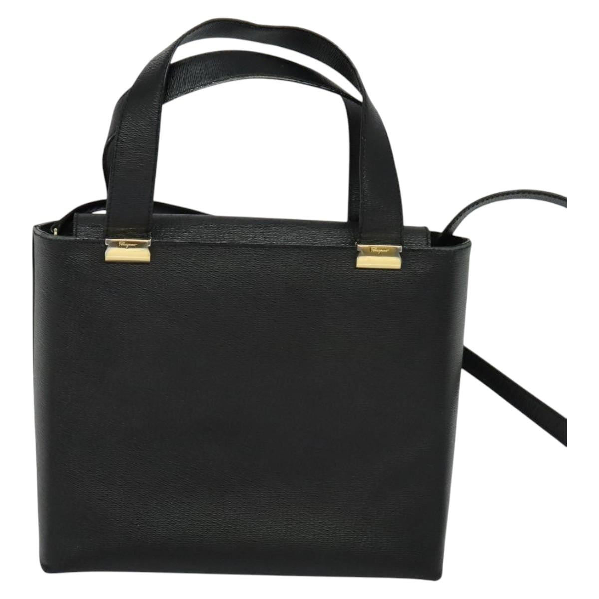 Salvatore Ferragamo Vintage Handbag Leather, BLACK, LEATHER, Handbag