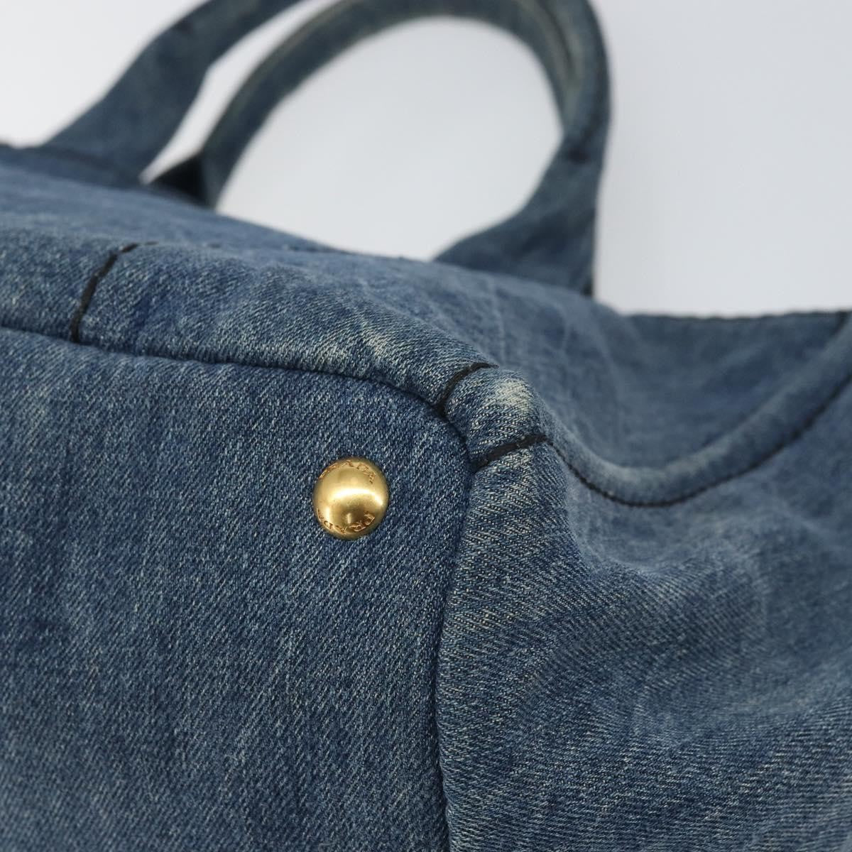 Prada Canapa Open Tote Denim, BLUE, CANVAS, Tote bag