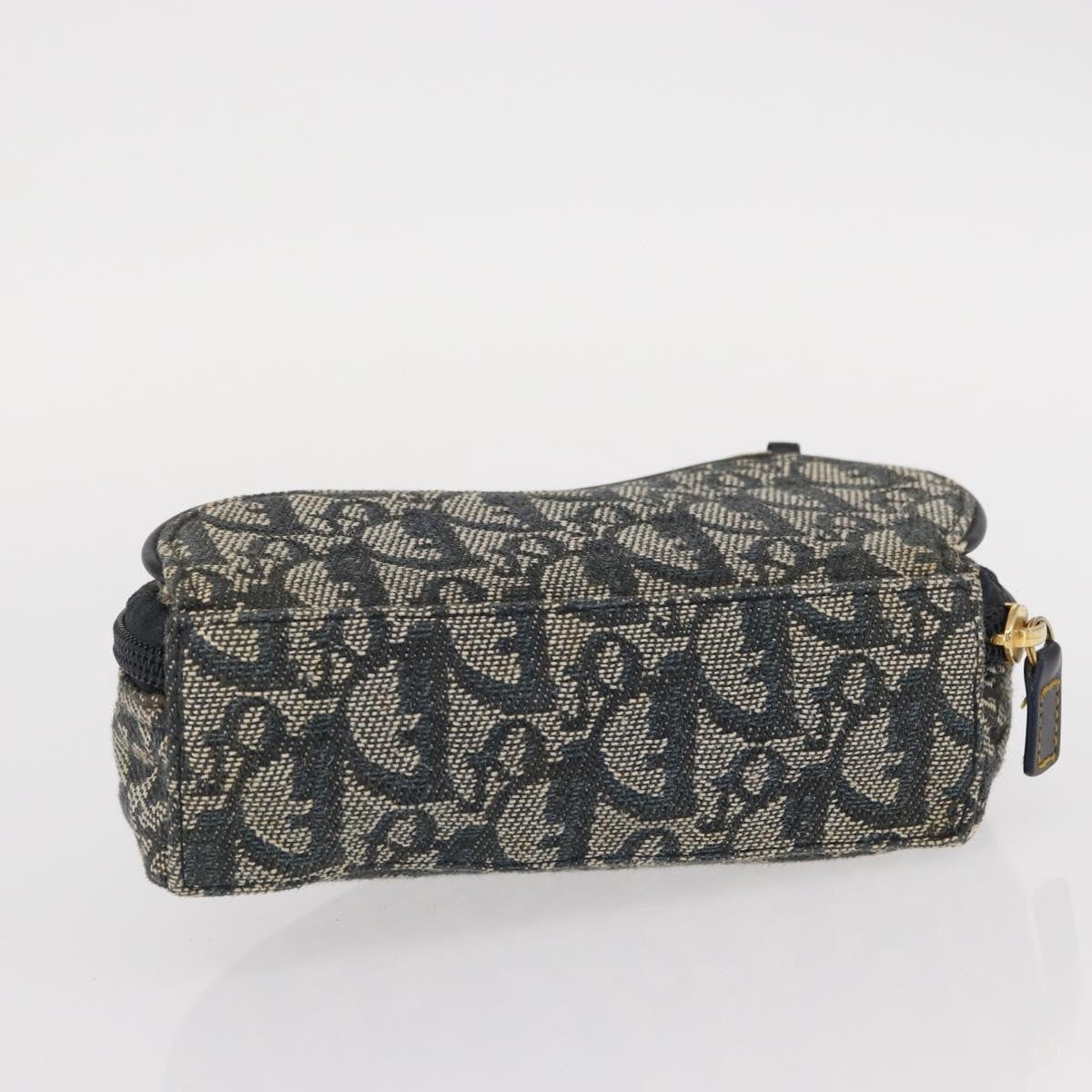 Christian Dior Saddle Zip Pouch Diorissimo Canvas, NAVY, CANVAS, Clutche & pouche