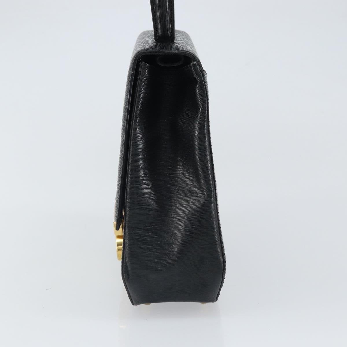Celine Vintage Triomphe Flap Bag Leather, BLACK, LEATHER, Handbag