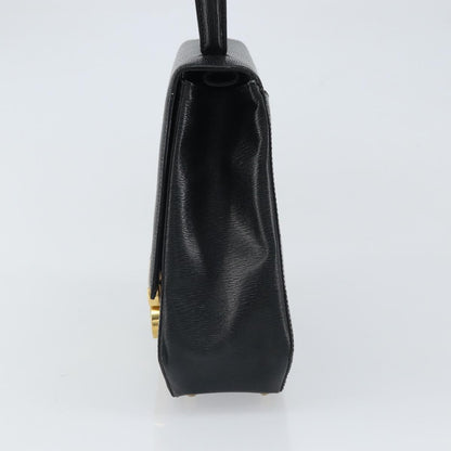 Celine Vintage Triomphe Flap Bag Leather, BLACK, LEATHER, Handbag