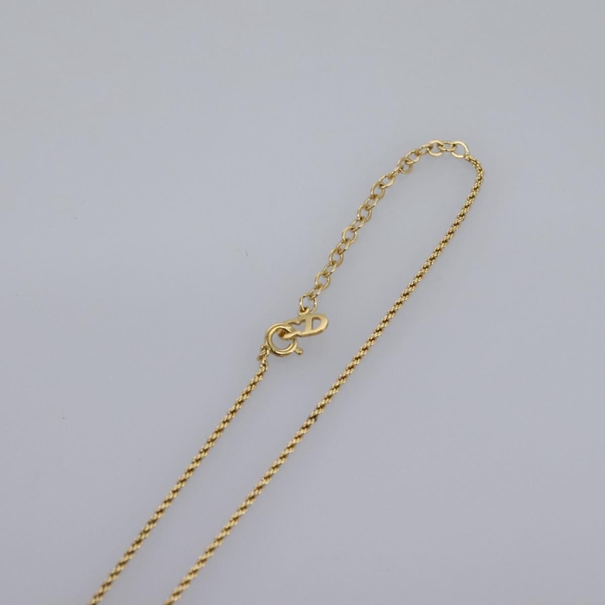 Christian Dior Logo Heart Pendant Necklace Metal with Crystal, GOLD, METAL, Necklace