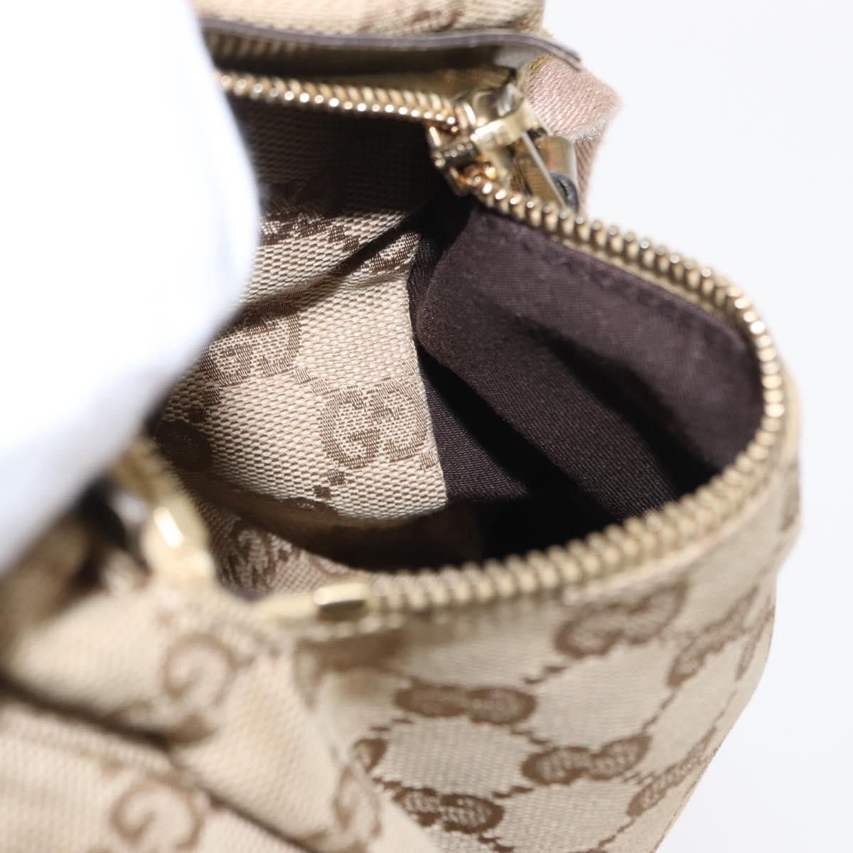 Gucci Vintage Double Belt Bag GG Canvas with Leather, BEIGE, CANVAS, Shoulder bag