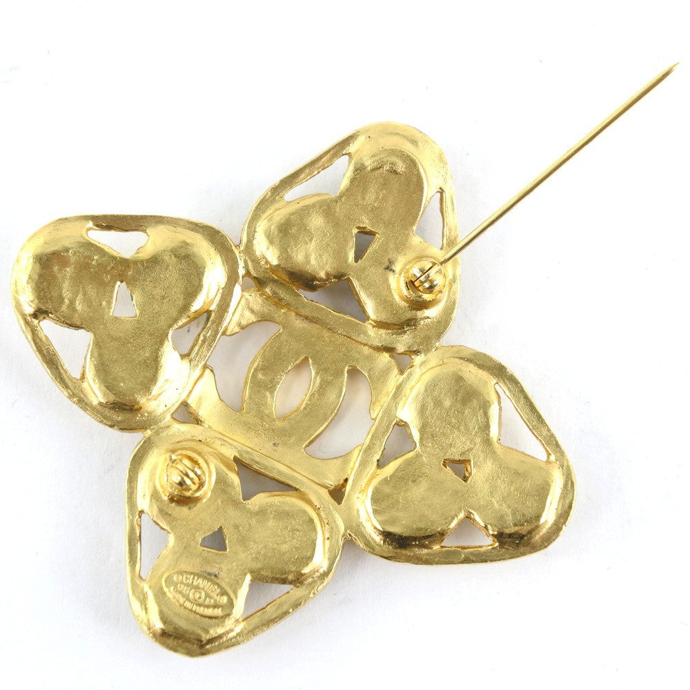 Chanel Vintage CC Brooch Metal, GOLD, GOLD_PLATED, Brooch