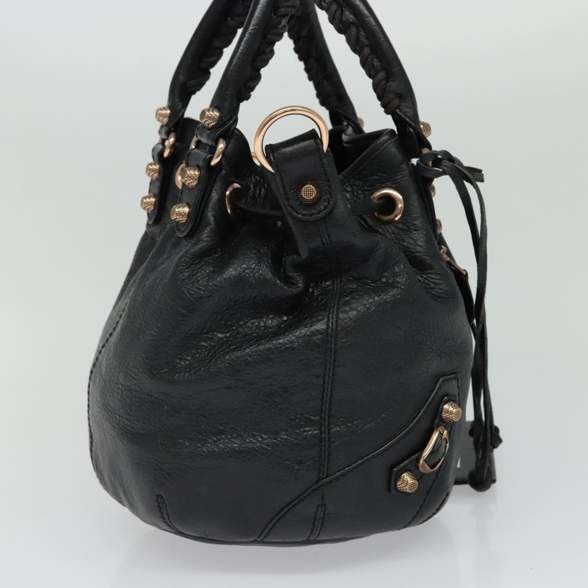 Balenciaga Pom Pon Giant Studs Bag Leather, BLACK, LEATHER, Handbag