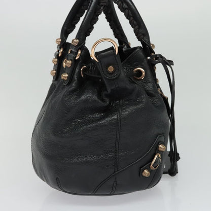 Balenciaga Pom Pon Giant Studs Bag Leather, BLACK, LEATHER, Handbag