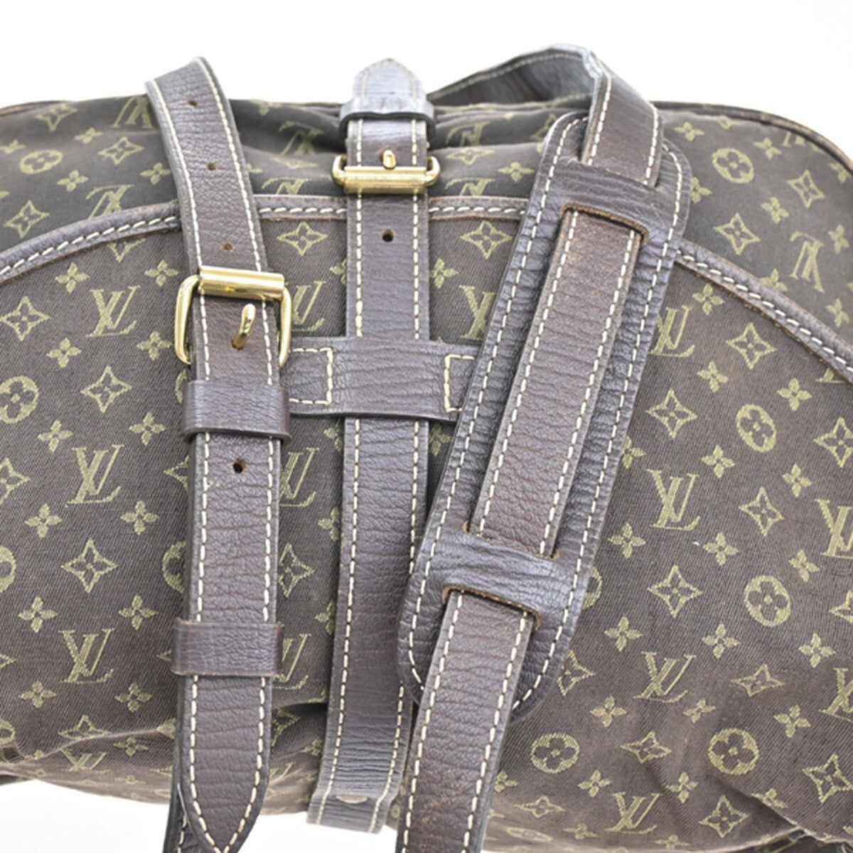 Louis Vuitton Saumur Handbag Mini Lin, BROWN, CANVAS, Handbag