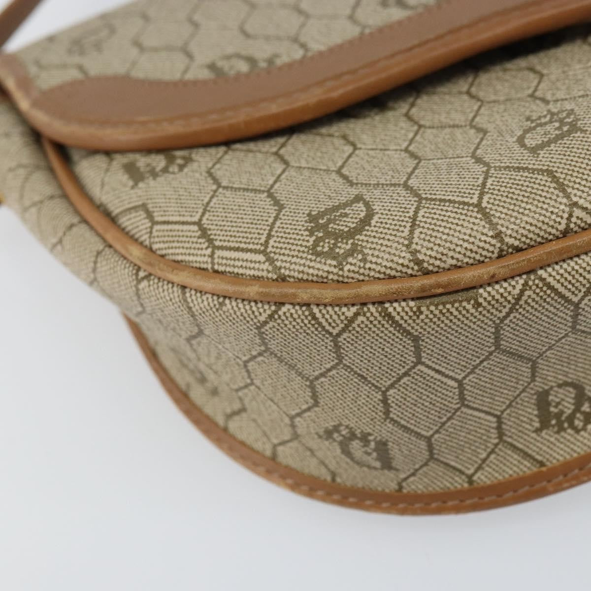 Christian Dior Vintage Honeycomb Shoulder Bag Canvas and Leather, BEIGE, CANVAS, Shoulder bag