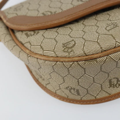 Christian Dior Vintage Honeycomb Shoulder Bag Canvas and Leather, BEIGE, CANVAS, Shoulder bag