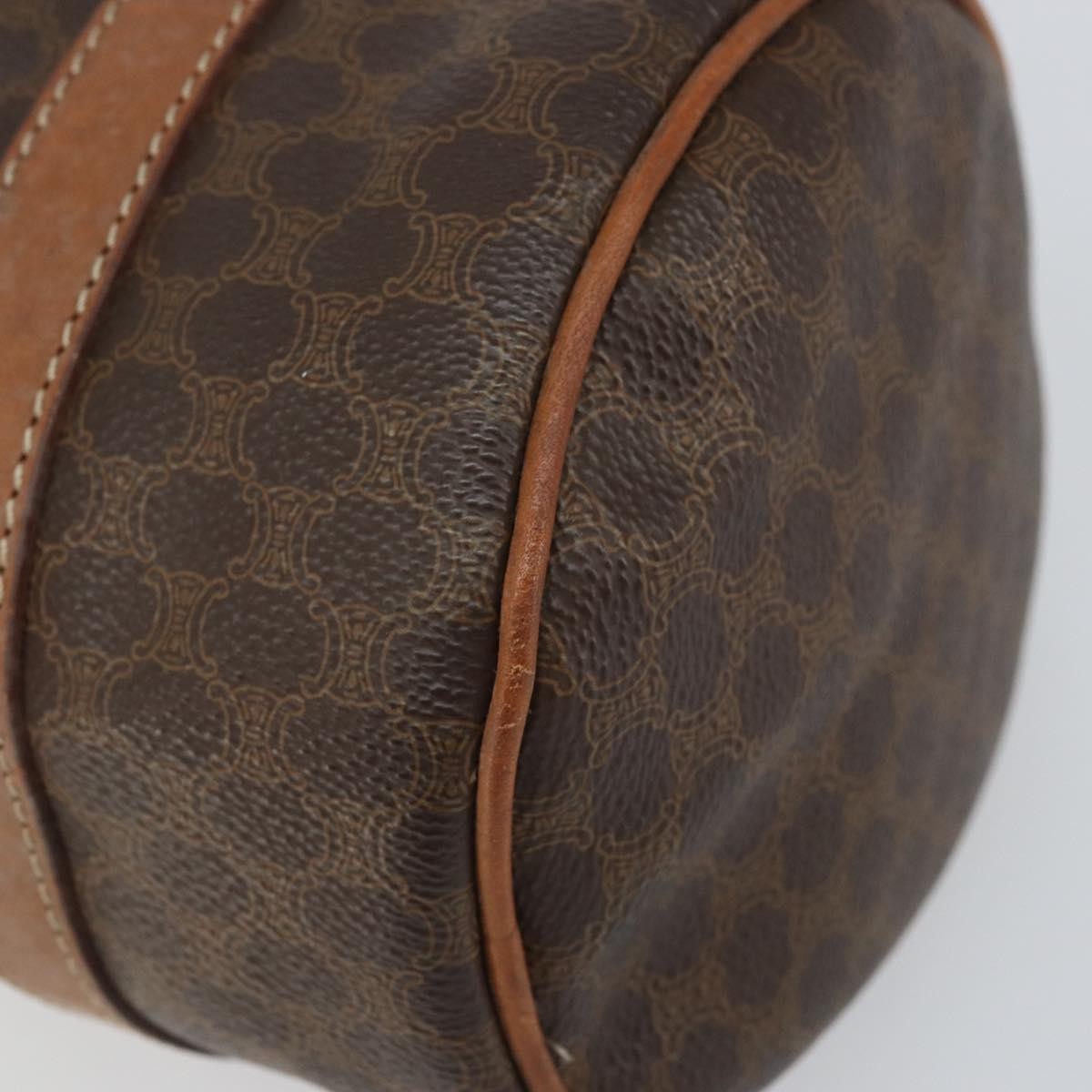 Celine Vintage Macadam Handbag Canvas and Leather, BROWN, CANVAS, Handbag