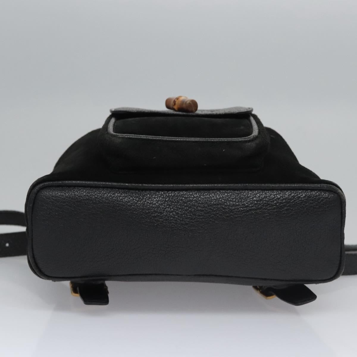Gucci Gucci bamboo backpack daim, BLACK, SUEDE, Backpack