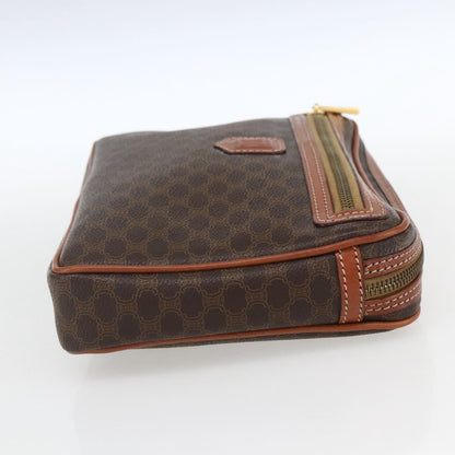 Celine Macadam Pochette Canvas and Leather, BROWN, PVC, Clutche & pouche