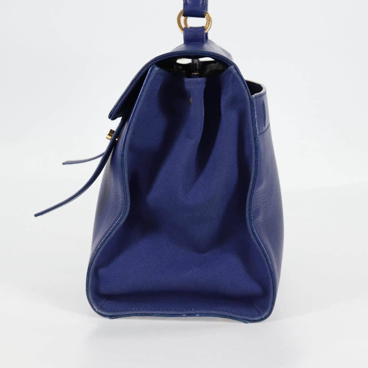 Saint Laurent Muse Two Bag Leather with Canvas, Blue, Leather, Shoulder Bag