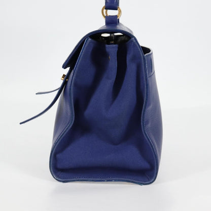 Saint Laurent Muse Two Bag Leather with Canvas, Blue, Leather, Shoulder Bag