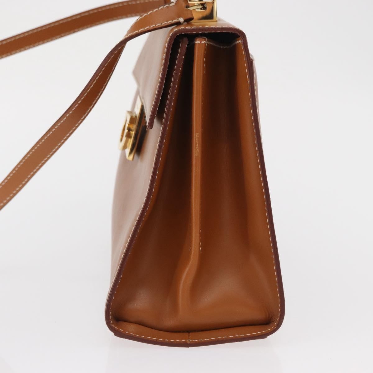 Salvatore Ferragamo Gancini handbag Leather, BROWN, LEATHER, Handbag