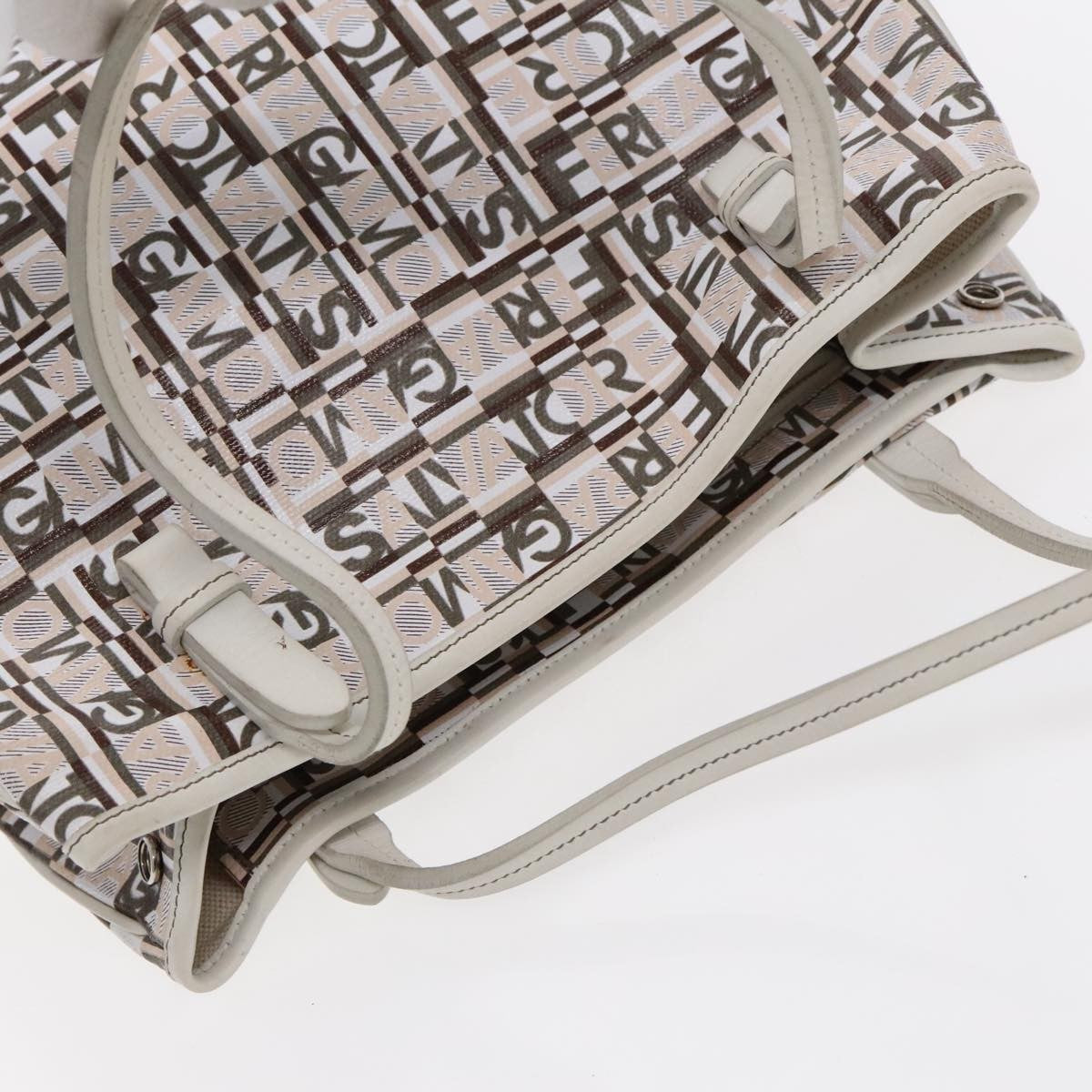 Salvatore Ferragamo Gancini Tote Leather, WHITE, LEATHER, Tote bag