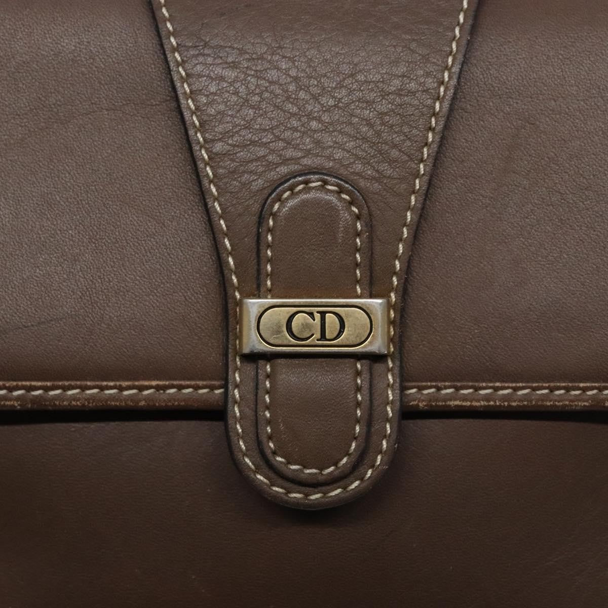 Christian Dior Vintage CD Flap Shoulder Bag Leather, BROWN, LEATHER, Shoulder bag