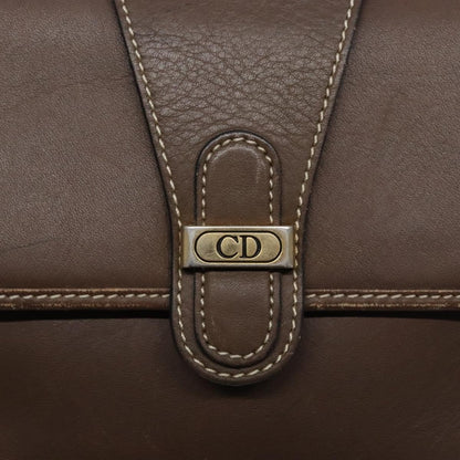 Christian Dior Vintage CD Flap Shoulder Bag Leather, BROWN, LEATHER, Shoulder bag