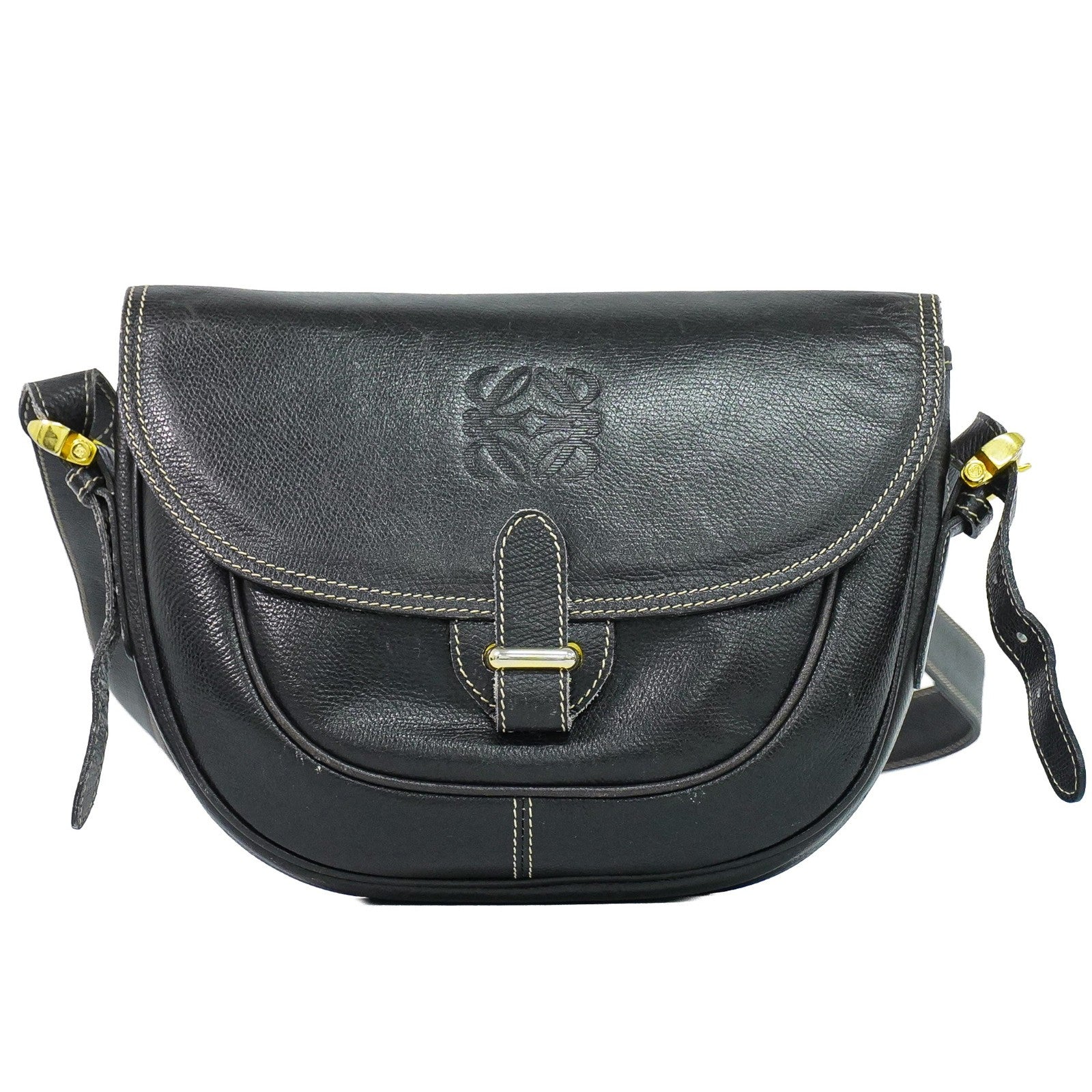 Loewe Anagram Shoulder Bag Leather, Black, Leather, Shoulder Bag