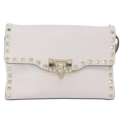Valentino Garavani Rockstud Flip Lock Flap Bag Leather, WHITE, LEATHER, Shoulder bag