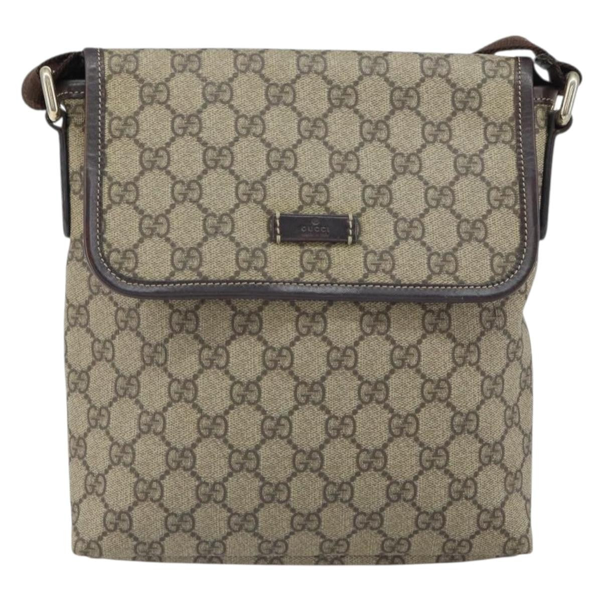 Gucci Flap Messenger GG Coated Canvas, BEIGE, PVC, Shoulder bag