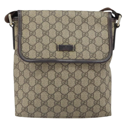 Gucci Flap Messenger GG Coated Canvas, BEIGE, PVC, Shoulder bag