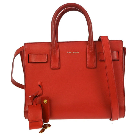 Saint Laurent Sac de Jour NM Bag Leather, RED, LEATHER, Handbag