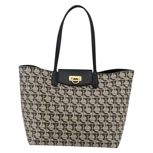 Salvatore Ferragamo Gancini Travel Tote Gancini Jacquard, BEIGE, CANVAS, Tote bag