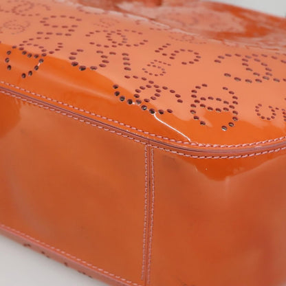 Chanel CC No.5 Shopping Tote Perforated Patent, Orange, Patent Leather, Tote Bag