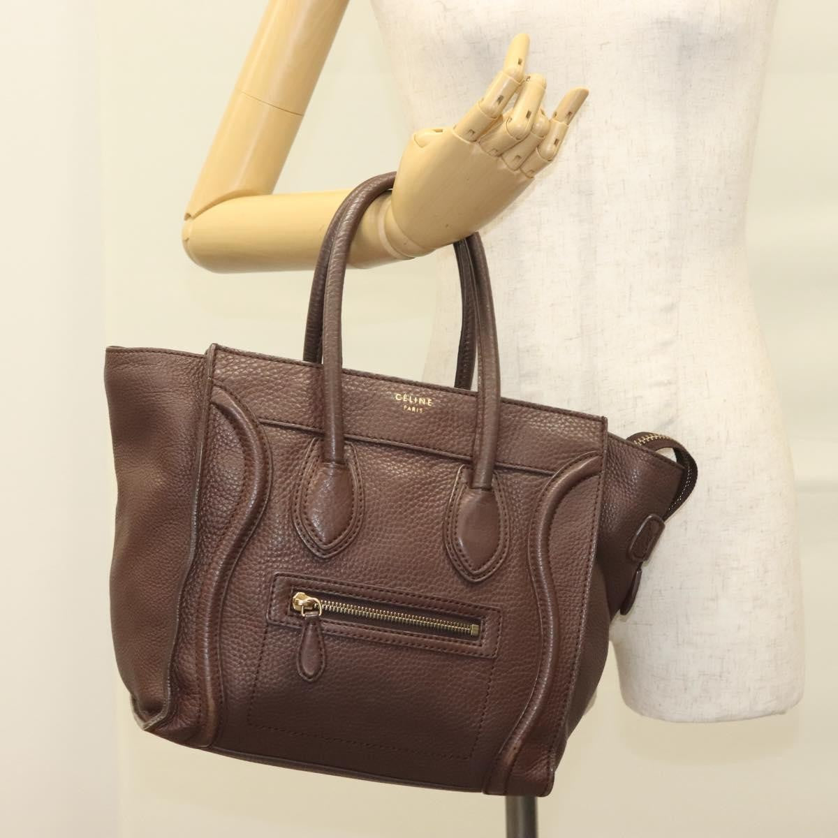 Celine Shopper Luggage Leather, BROWN, LEATHER, Handbag