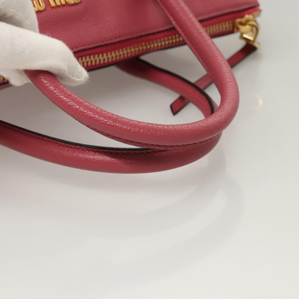 Miu Miu Convertible Madras Side Zip Satchel Grainy Leather, PINK, LEATHER, Handbag