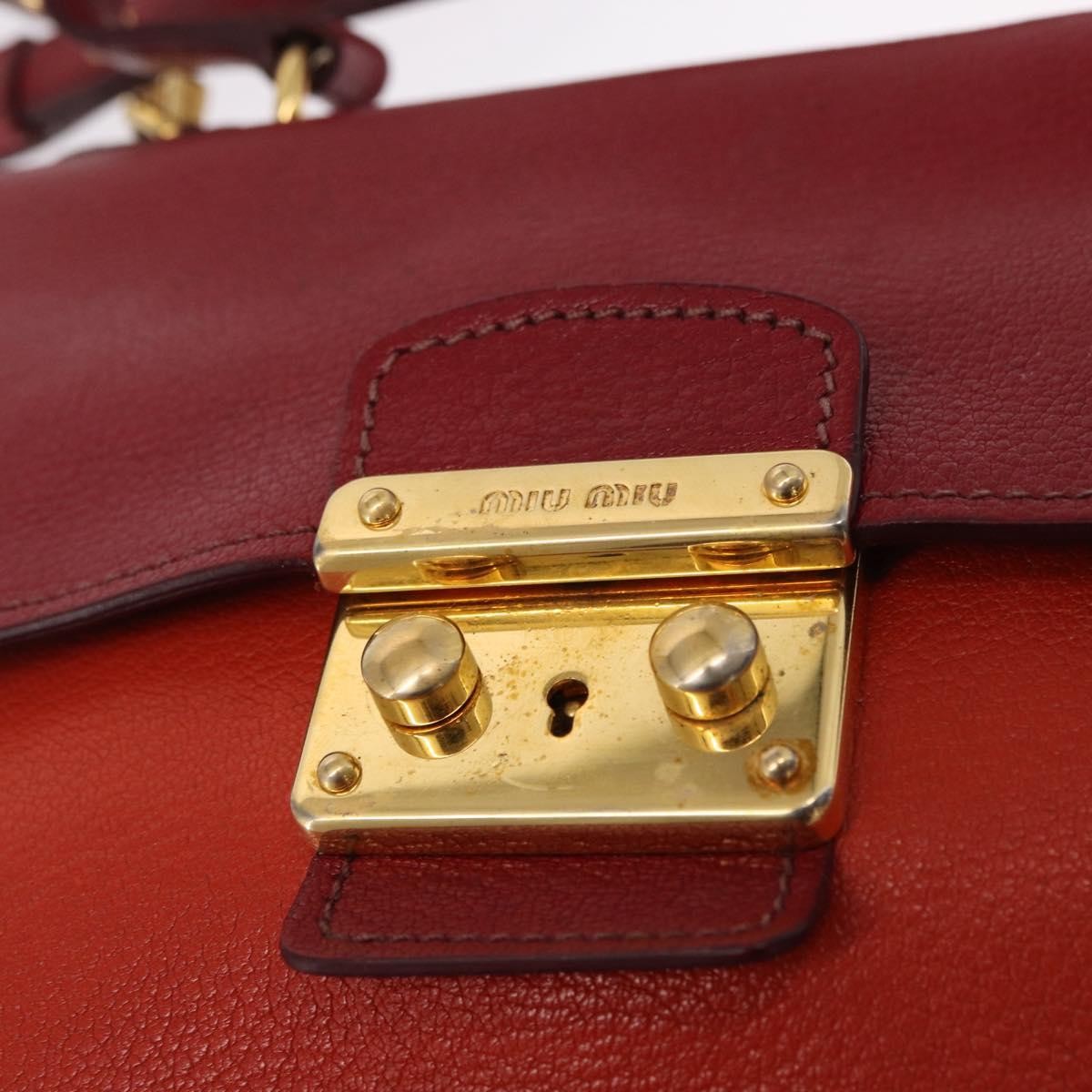 Miu Miu Madras Top Handle Bag Leather, RED, LEATHER, Handbag
