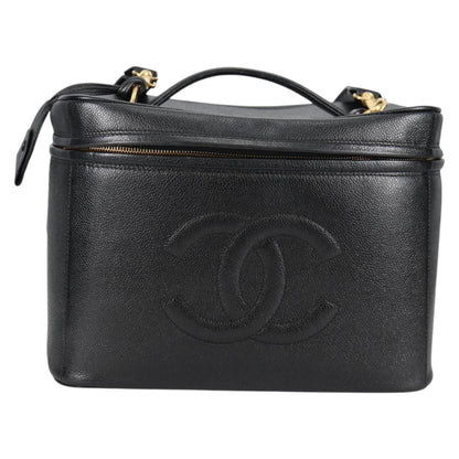 Chanel Vintage Timeless Vanity Case Caviar, BLACK, LEATHER, Toiletry Case