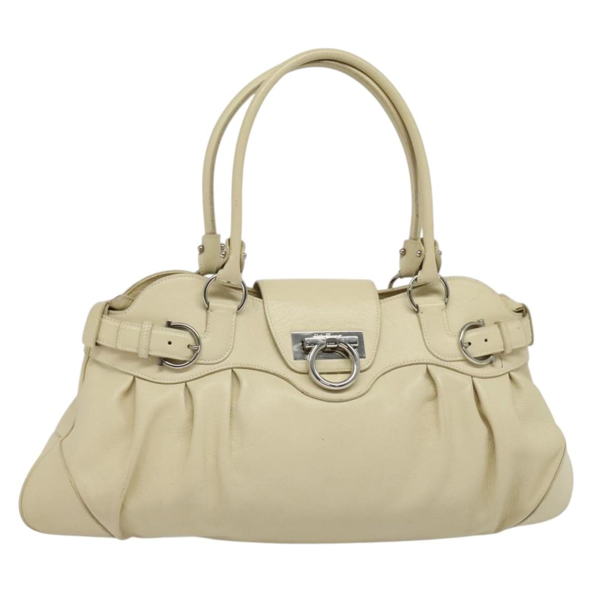 Salvatore Ferragamo Marisa Satchel Leather, BEIGE, LEATHER, Tote bag