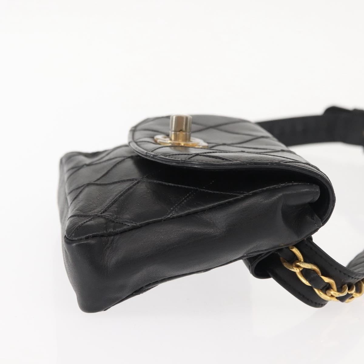 Chanel Vintage Flap Waist Bag Leather, BLACK, LEATHER, Clutche & pouche