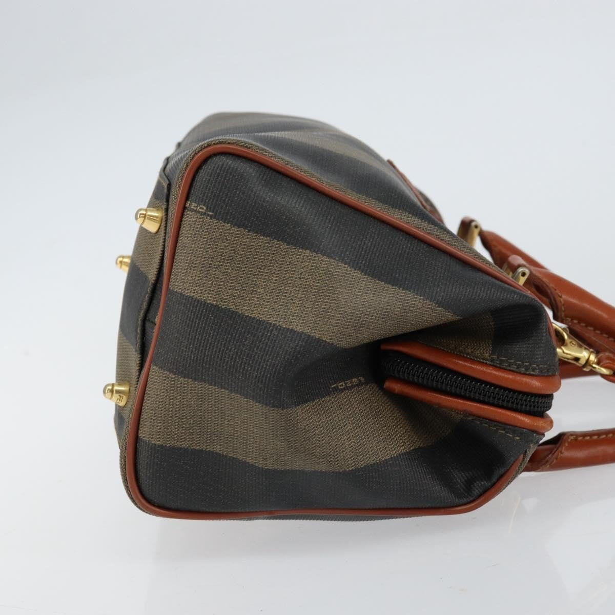 Fendi Vintage Pequin Convertible Boston Bag Coated Canvas, BLACK, CANVAS, Handbag