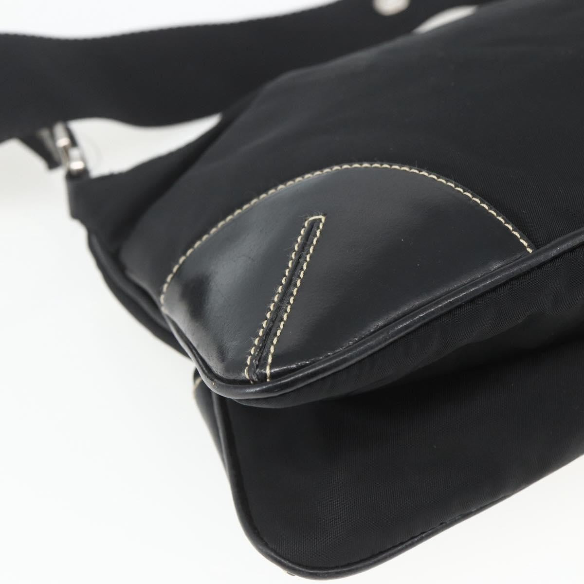 Prada Belted Shoulder Bag Tessuto with Leather, BLACK, NYLON, Shoulder bag