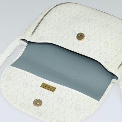 Christian Dior Vintage Honeycomb Flap Crossbody Bag Coated Canvas, WHITE, CANVAS, Crossbody bag