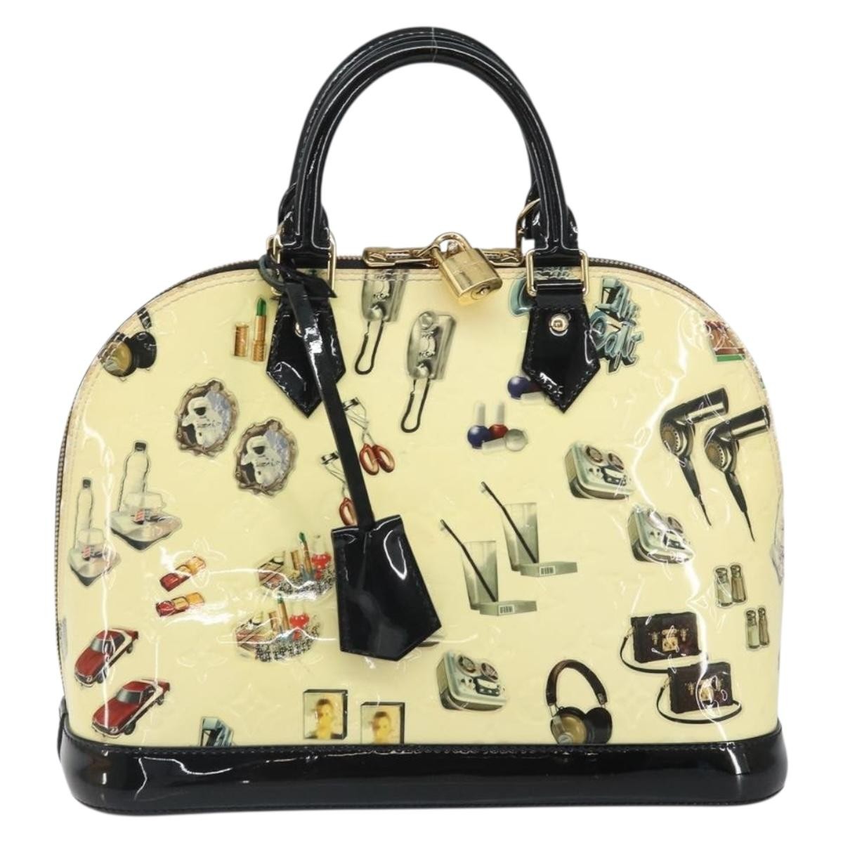Louis Vuitton Alma Handbag Limited Edition Stickers Monogram Vernis, WHITE, PATENT_LEATHER, Handbag