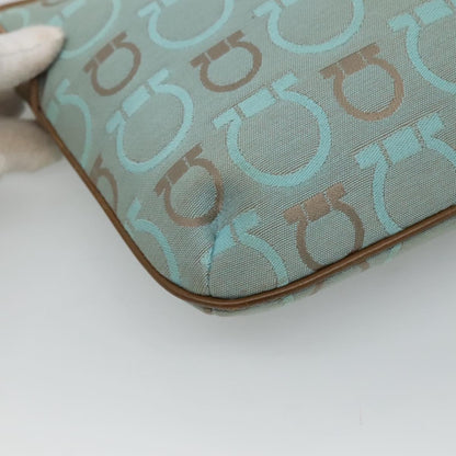 Salvatore Ferragamo Gancini Shoulder Bag Canvas, BLUE, CANVAS, Shoulder bag