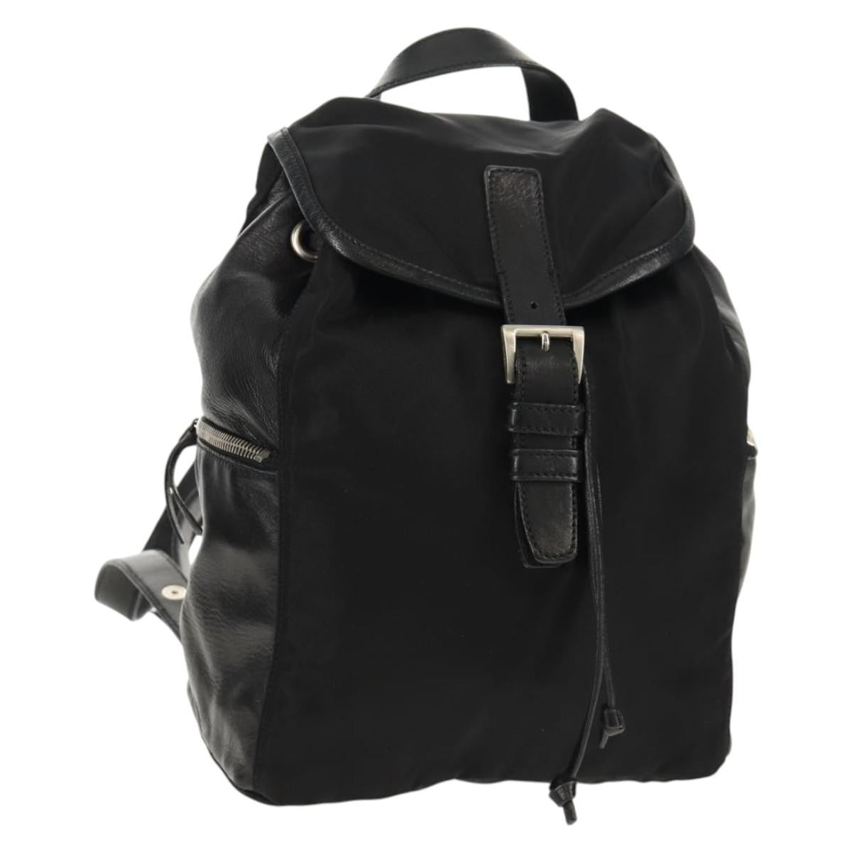 Prada Buckle Backpack Quilted Tessuto, BLACK, NYLON, Backpack