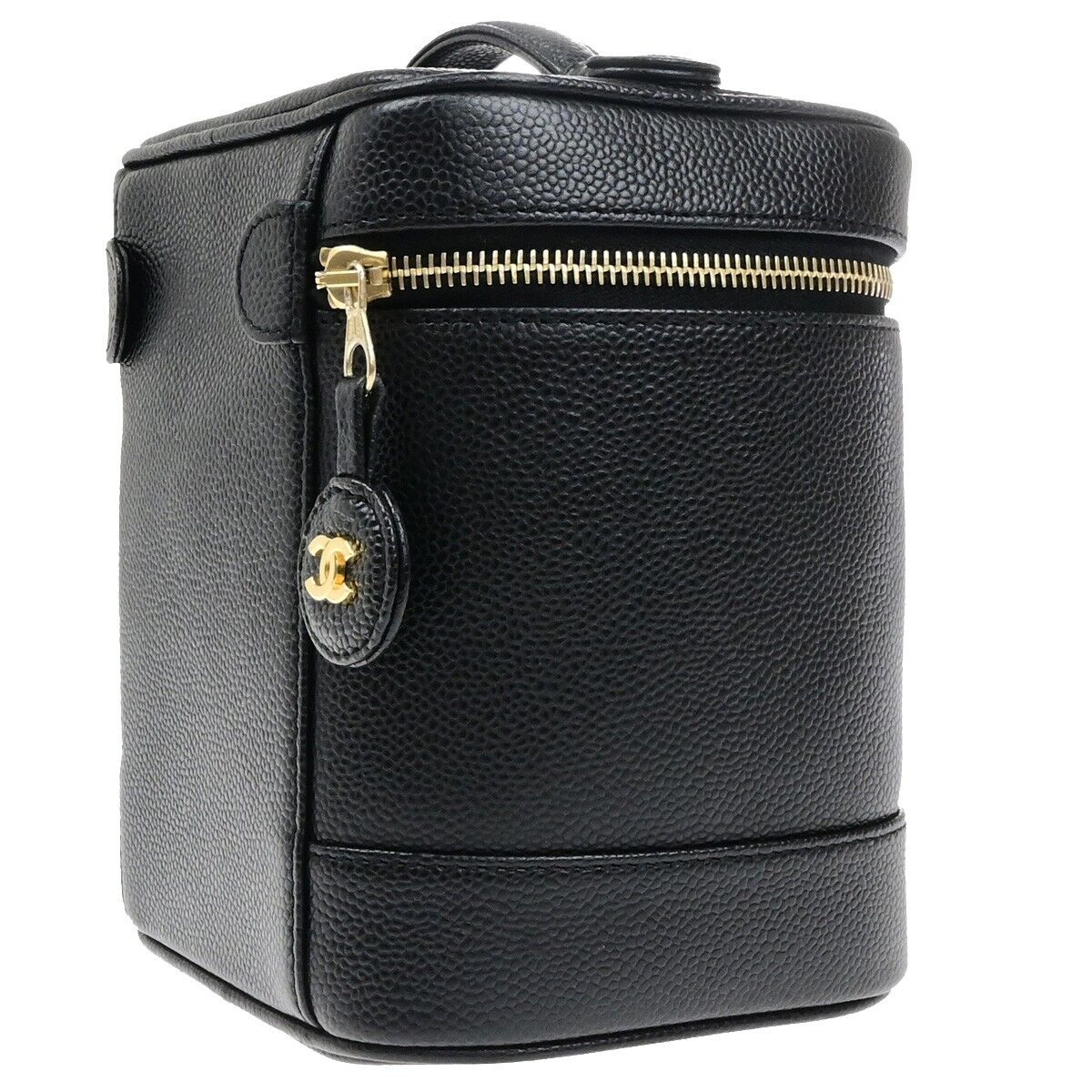 Chanel Vintage Timeless Cosmetic Case Caviar, BLACK, CALFSKIN, Handbag