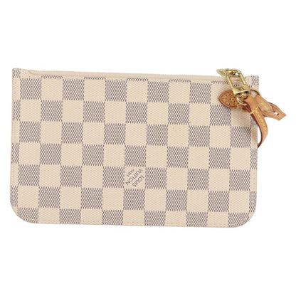 Louis Vuitton Neverfull Pochette Damier, WHITE, CANVAS, Clutche & pouche