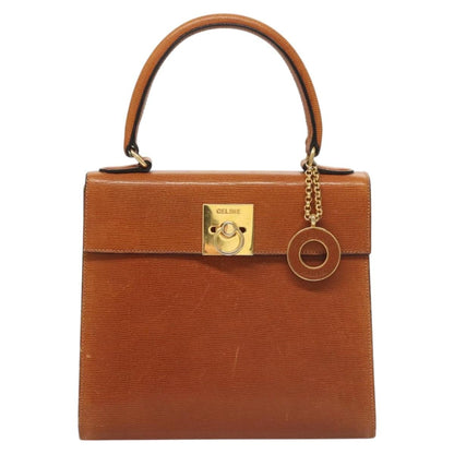 Celine Vintage Logo Top Handle Bag Leather, BROWN, LEATHER, Handbag