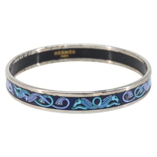 Hermes Caleche Bangle Bracelet Metal, NAVY, METAL, Bracelet