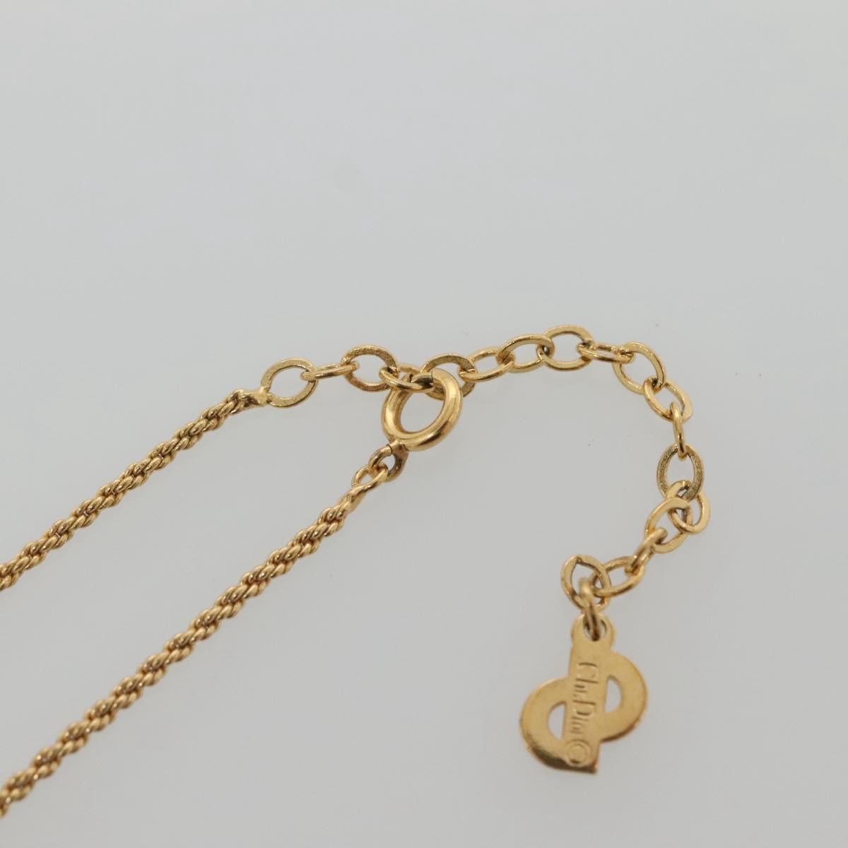 Christian Dior Vintage Logo Round Pendant Necklace Metal, GOLD, METAL, Necklace