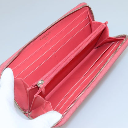 Chanel Filigree Zip Around Wallet Quilted Caviar, PINK, LEATHER, Wallets